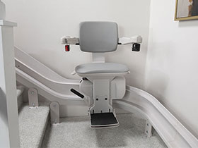 Bruno Elite curved custom stair lift from Lifeway Mobility Northern CO
