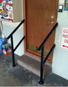 handrails installed beside garage stairs by Lifeway Mobility