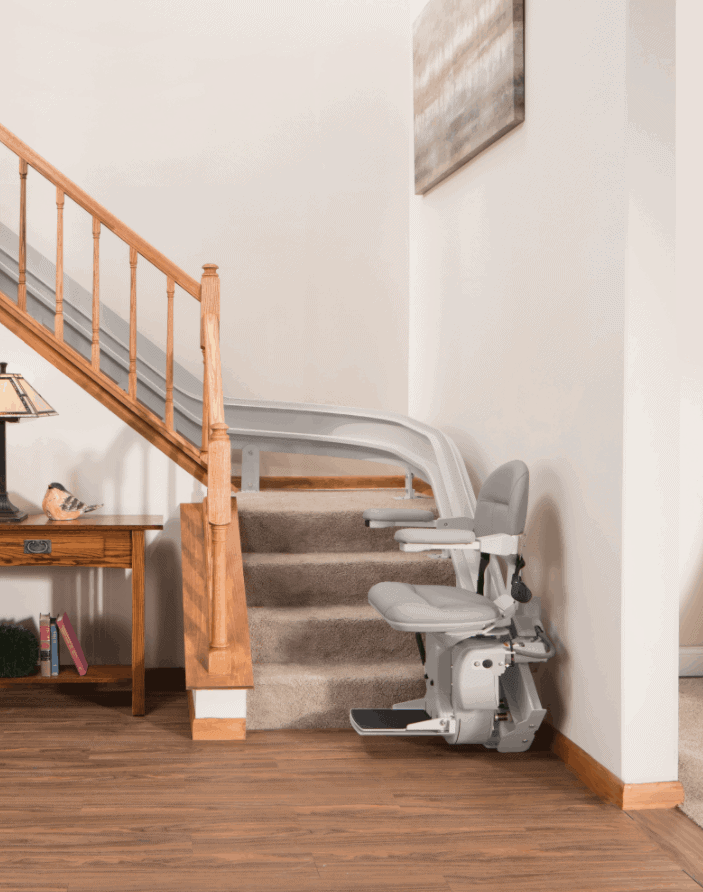 Stair Rail Chair Lift : Handicapped Platform Stair Lift Delta Savaria Concord Inclined : Add power options to further customize your elite curved chair lift to fit your lifestyle.