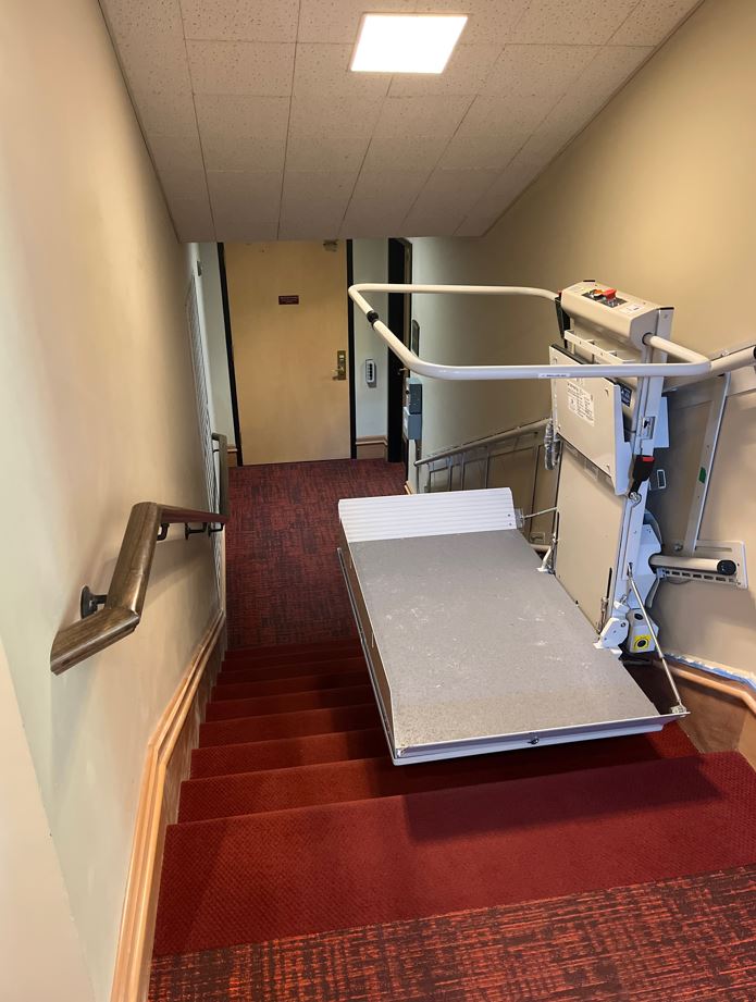 commercial inclined platform lift installed by Lifeway Mobility