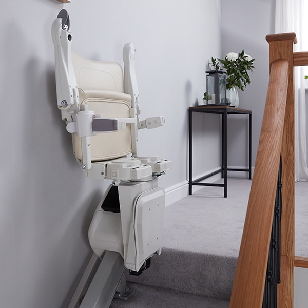 Handicare 1100 stairlift with components folded up