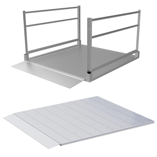 landing pad option for aluminum wheelchair ramps
