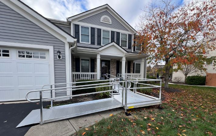 aluminum modular wheelchair ramp professionally installed for safe home access by Lifeway Mobility