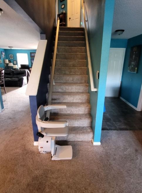 Bruno Elan stairlift installed in Carmel Indiana by Lifeway Mobility