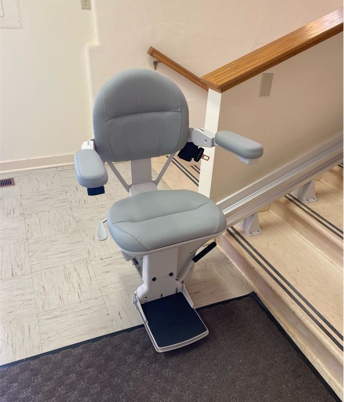 Bruno Elite stairlift installed at Church in Noblesville IN by Lifeway