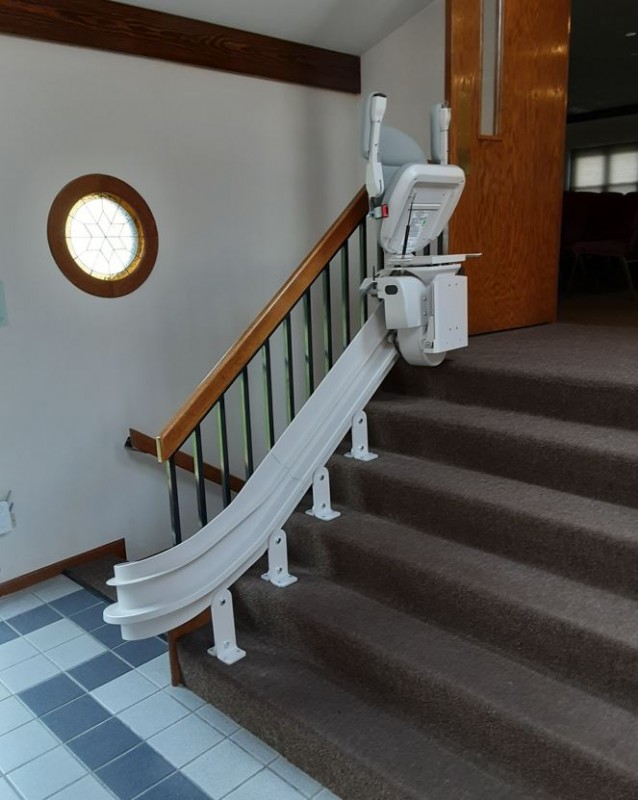 Bruno curved stairlift installed in church in Chicago IL by Lifeway Mobility