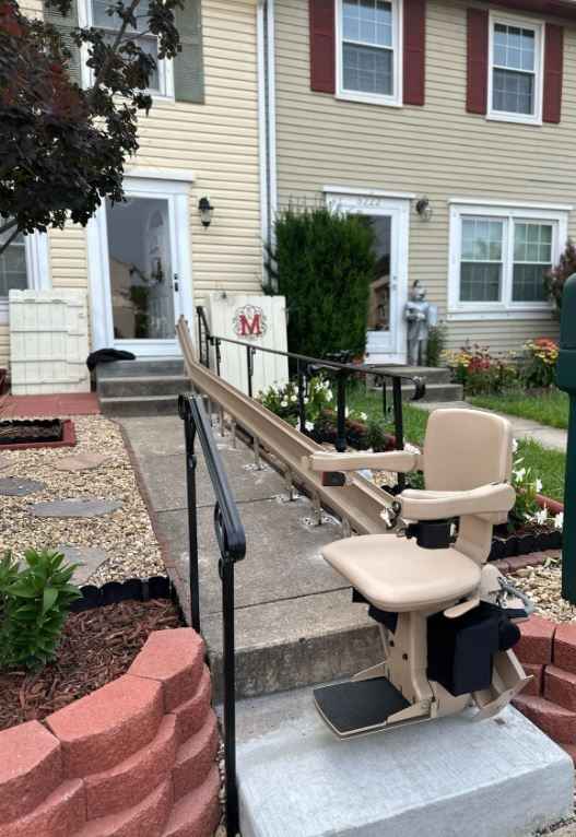 custom Bruno outdoor stairlift installed by Lifeway Mobility Baltimore