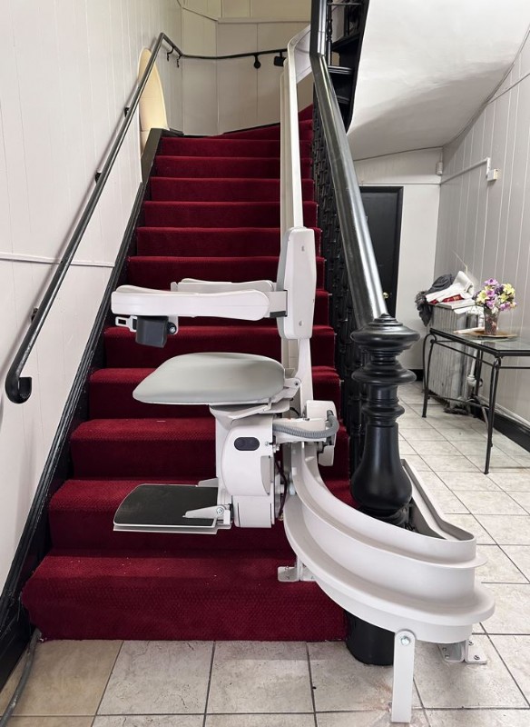 custom curved stairlift in Church installed by Lifeway Mobility Baltimore