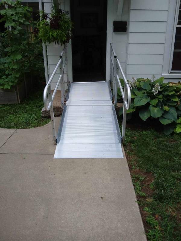 portable aluminum ramp with solid surface installed in Collinsville CT