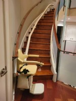 2nd level curved stairlift side view in Philadelphia installed by Lifeway Mobility