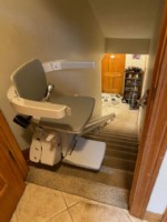 Bruno Elan stairlift installed on basement stairs in Indianapolis home by Lifeway Mobility
