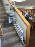 Bruno Elite stairlift with folding rail in San Jose installed by Lifeway Mobility