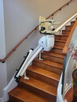 Handicare curved stairlift with powered hinge rail installed by Lifeway Mobility Philadelphia