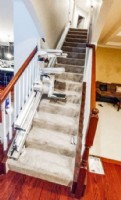 Stairlift with power folding rail in Dayton Ohio by Lifeway Mobility