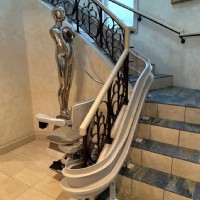 curved stairlift with 180 park at bottom landing in LaJolla CA