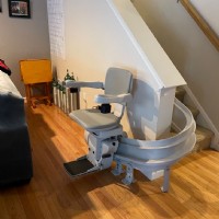 curved stairlift with lower landing 180 degree park installed in Red Lion PA by Lifeway Mobility
