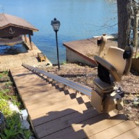 outdoor stairlift from Lifeway Mobility for access to boat on lake in Indianapolis 