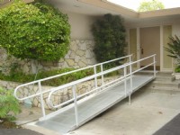 wheelchair ramp for wheelchair access to front door of home in Los Angeles
