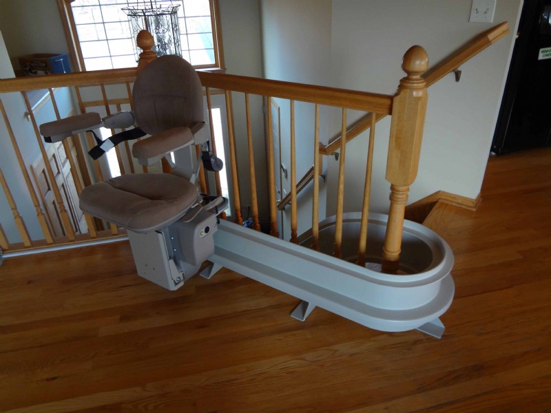 Bruno Elite curved stairlift with extended rail overrun