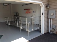 aluminum modular wheelchair ramp in garage installled by Lifeway